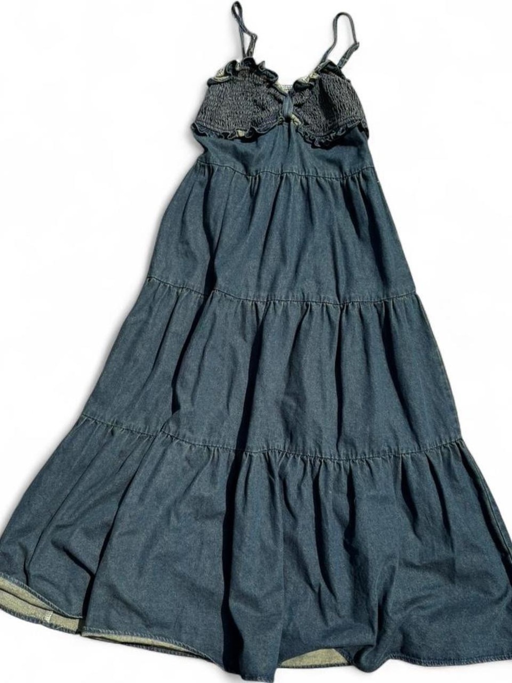 Tiered denim maxi dress